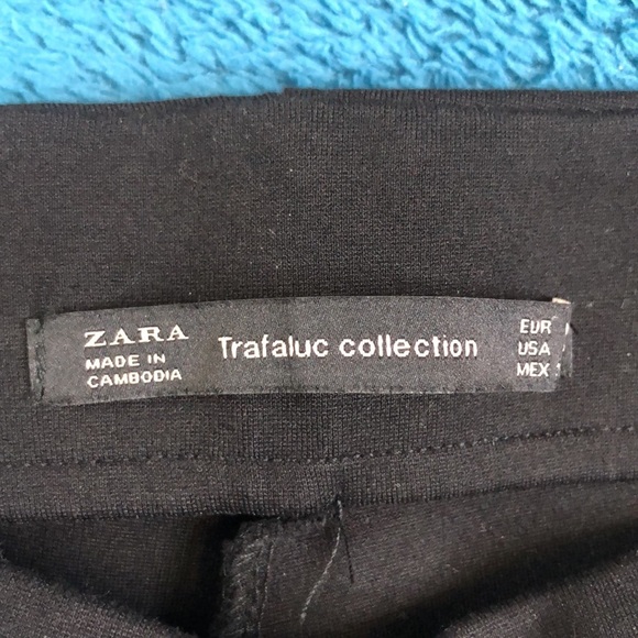 ZARA Trafaluc Piped Side Red Stripes Black Mid Rise Black Leggings Size L - Picture 9 of 10